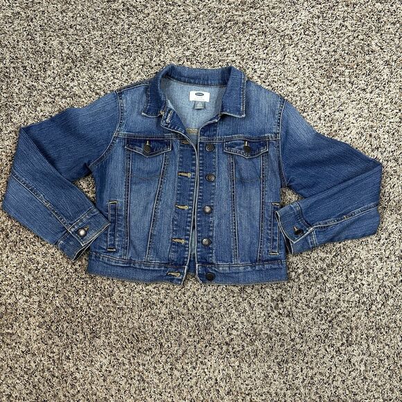 Old Navy Girls Size L 10-12 Regular Blue Button Up Denim Jean Jacket - Picture 1 of 9